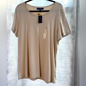 Karen Scott Cream Relaxed Short Sleeve Tee